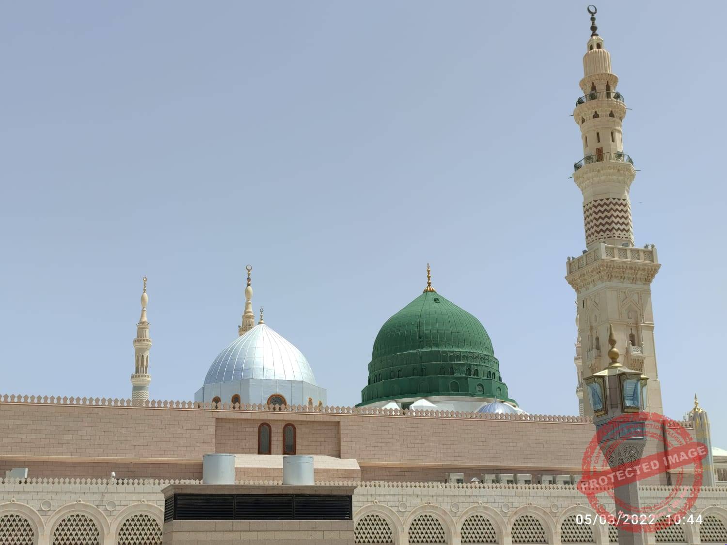 Profetens moské (Al-Masjid an-Nabawi) i Medina med den grønne kuppelen over Profetens grav
